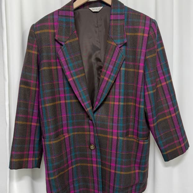 일본 빈티지 체크 블레이저 자켓