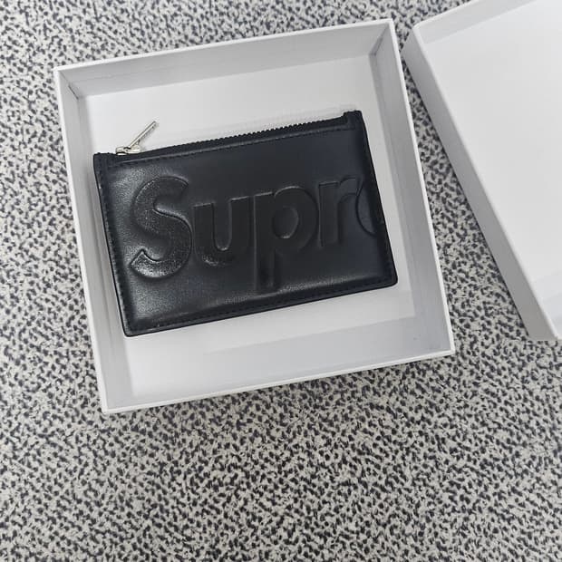 25FW 슈프림 레더 집 카드 홀더 블랙