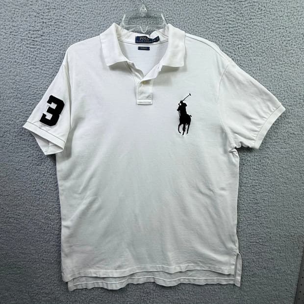 폴로 랄프로렌 커스텀 슬림핏 빅포니 반팔 카라티 화이트 블랙