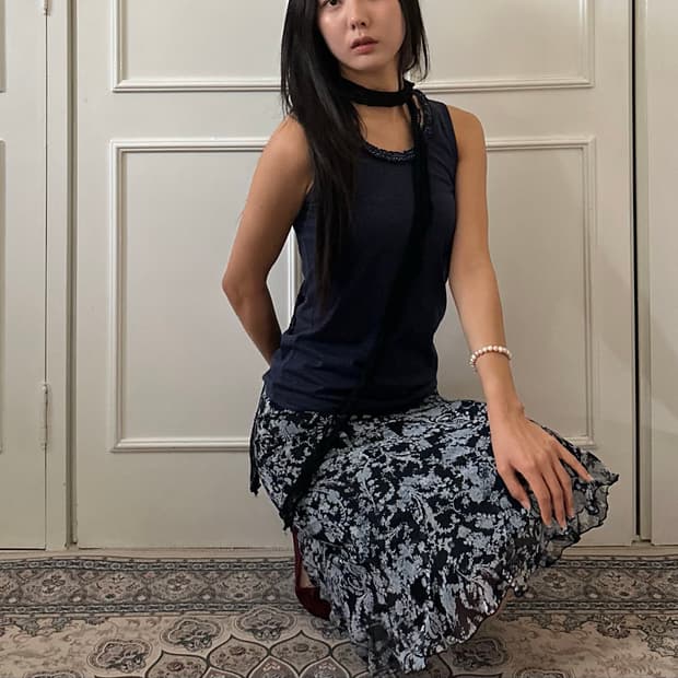 sheer bloom flare skirt