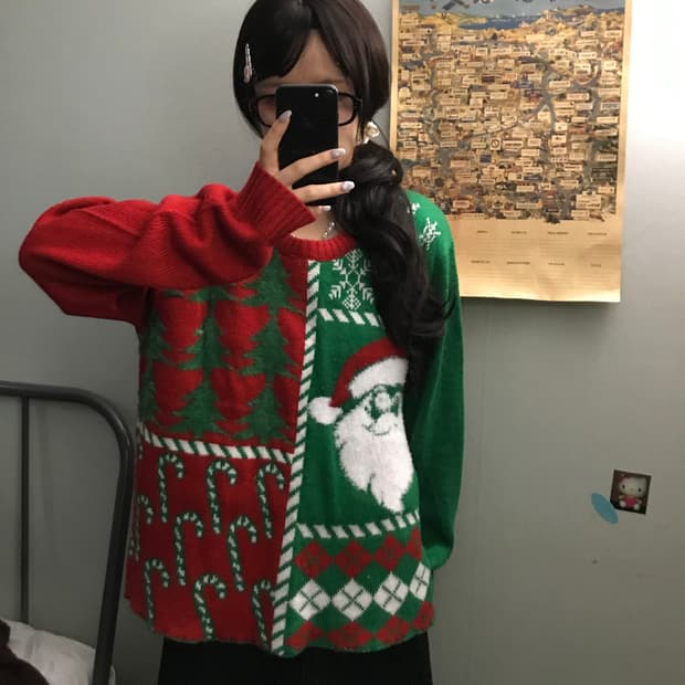 Vintage 모리걸 크리스마스 산타 니트