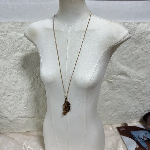 빈티지 황동 잎 쿠바체인 목걸이