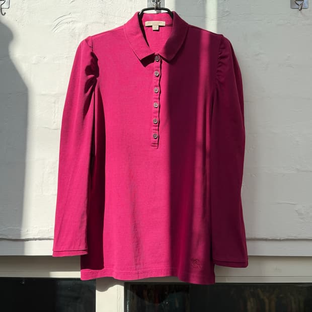 Burberry 버버리 푸시아핑크 셔링 폴로 셔츠 M