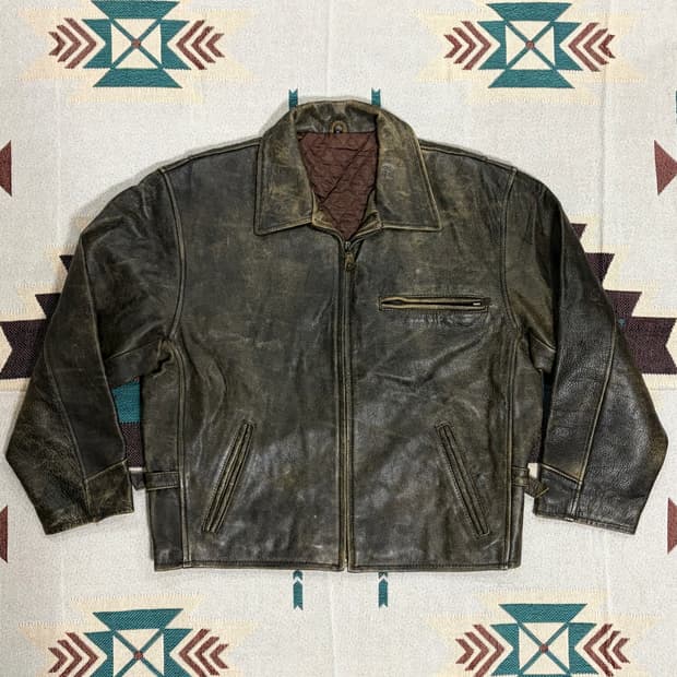 90s 디스트레스드 워싱 싱글라이더 레더 자켓