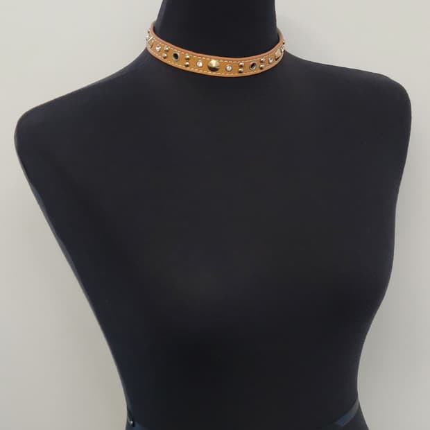 stud leather necklace