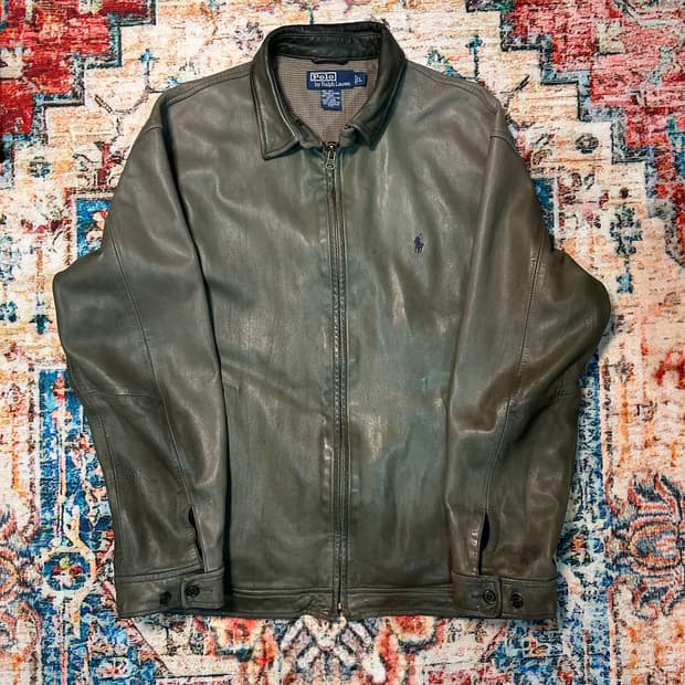 [XL] 90s 폴로 랄프로렌 맥스웰 레더자켓 올리브 그린 
