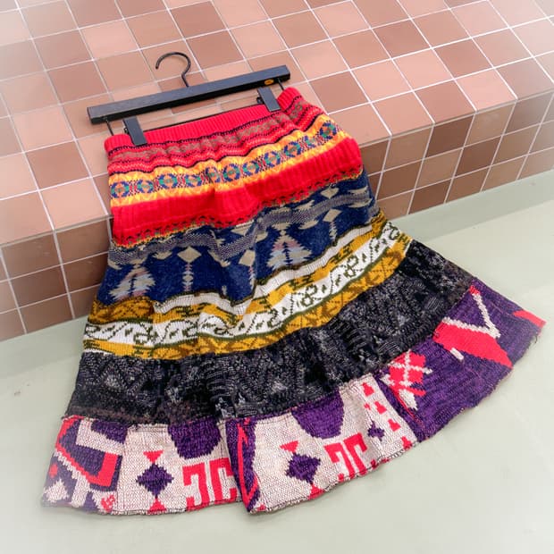 ethnic patterns knit skirt