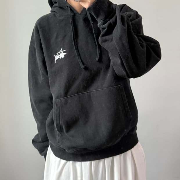 [L] 스투시 베이직 블랙 후드티