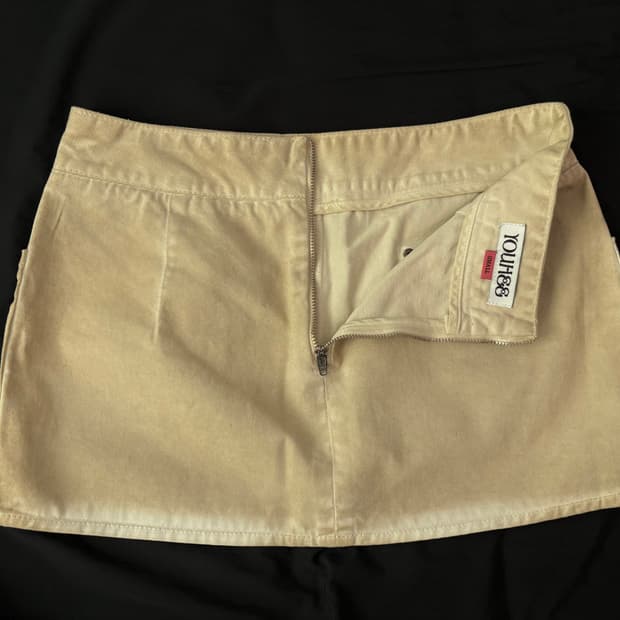 유희 코튼 포켓 미니스커트 베이지