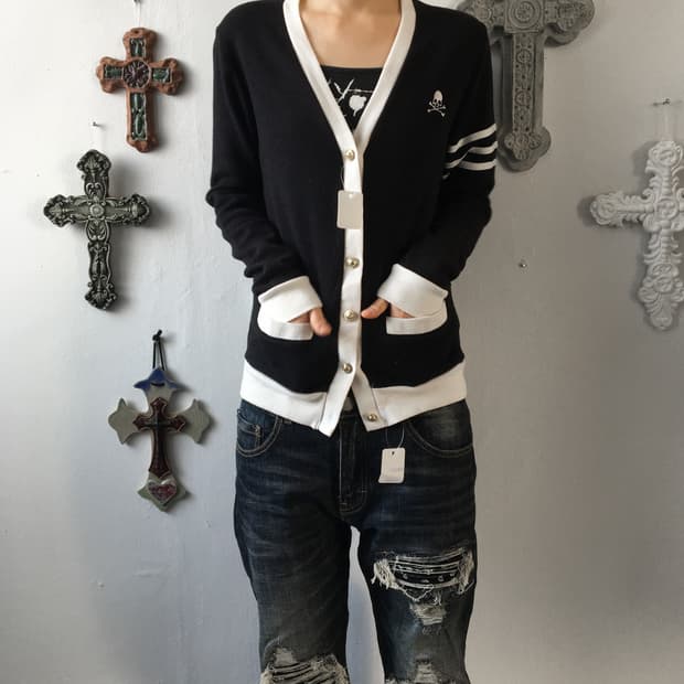 Needle work point knit cardigan