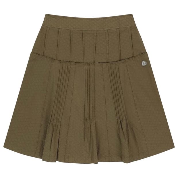 FLOWER PINTUCK SKIRT BROWN