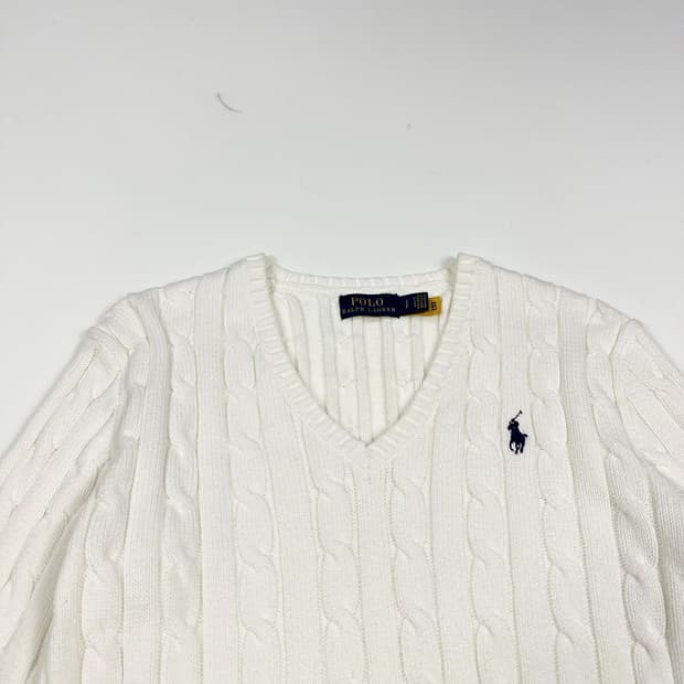 폴로 랄프로렌 포니 화이트 꽈배기 케이블니트 (S 여성추천)