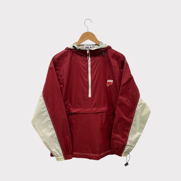 휠라 헤리티지 레드 아노락 바람막이 M