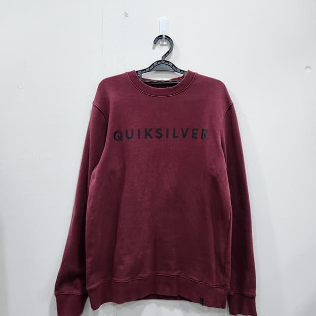 퀵실버 맨투맨 버건디 남녀공용 100사이즈