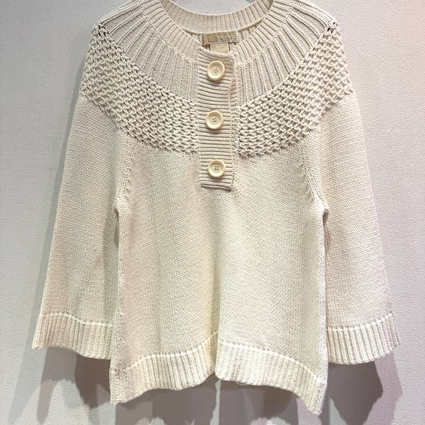 Michael Kors Cream Knit Button Pullover