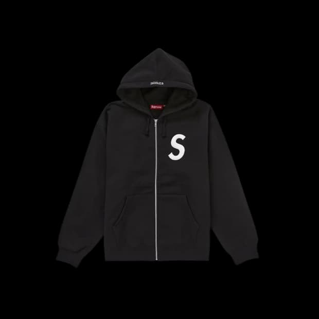 슈프림 S 로고 집업 후드 스웨트셔츠 블랙 - 24FW L