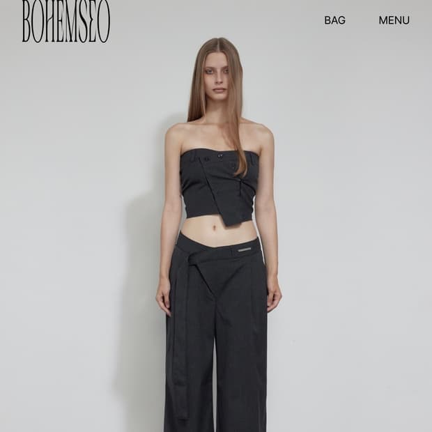 보헴서 후크 플랩 뷔스티에 스트라이프 차콜 보헤미안서울