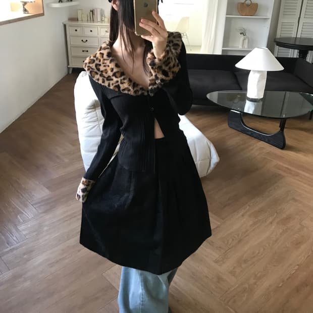 vintage pattern fur cardigan