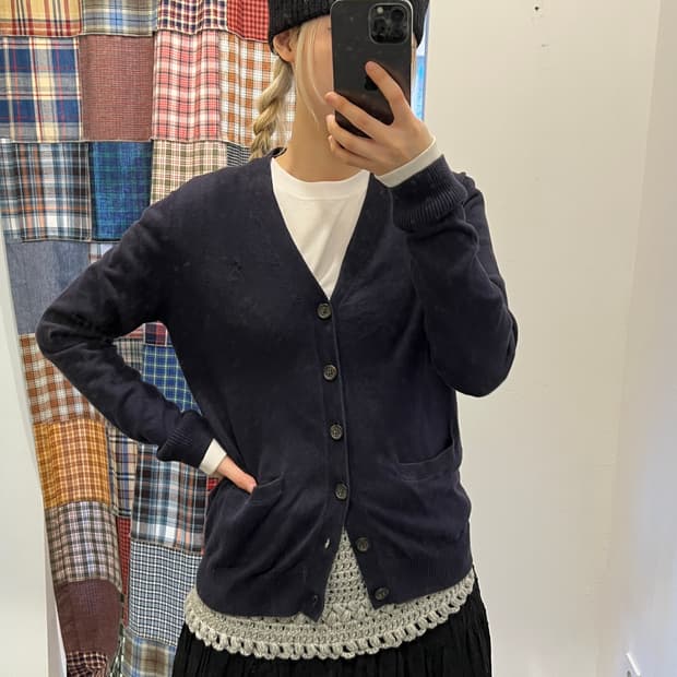 폴로 네이비 니트 카디건