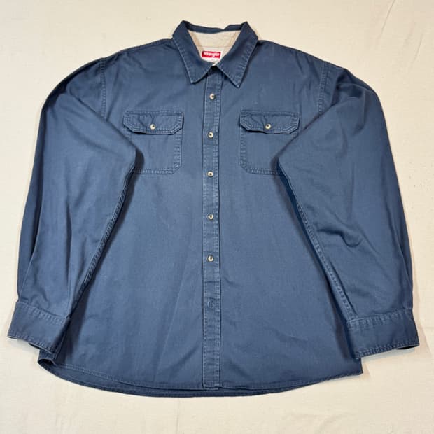 XL) Wrangler 랭글러 투포켓 워크웨어 코튼 셔츠 블루 W21