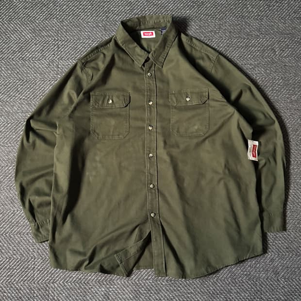 랭글러 데드스탁 올리브 헤비코튼 워크 셔츠 (110)