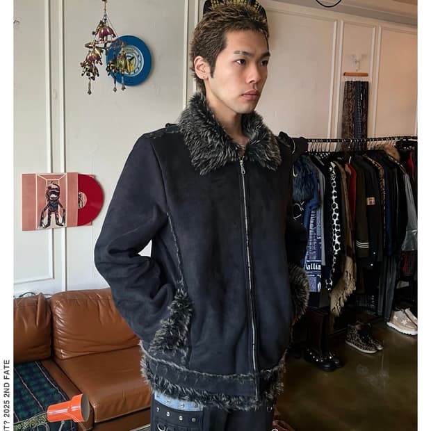 90-00s Moderm V-Kei Fur Trim Leather JK