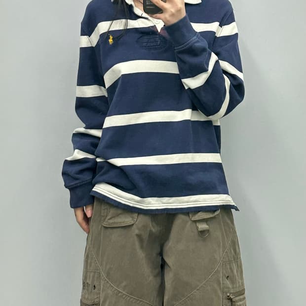 폴로 랄프로렌 스트라이프 럭비티 카라 티셔츠 