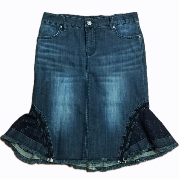 데님 워싱 머메이드 스커트