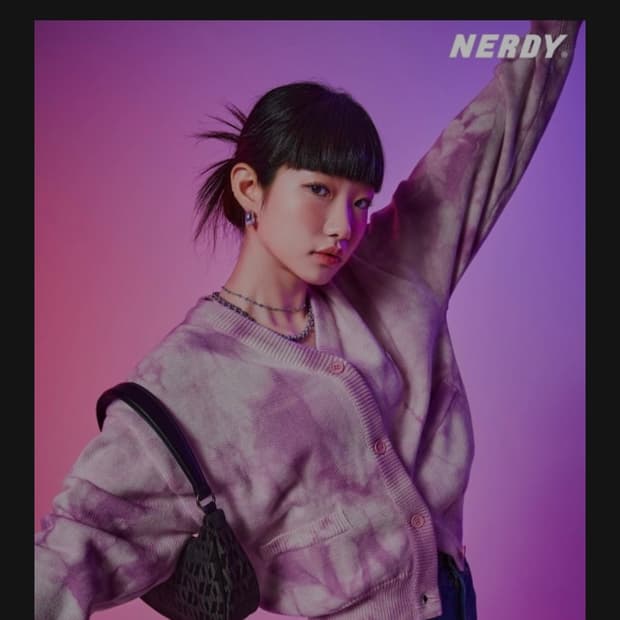 택달린새상품 NERDY 널디 크롭 가디건 라이트 퍼플 M