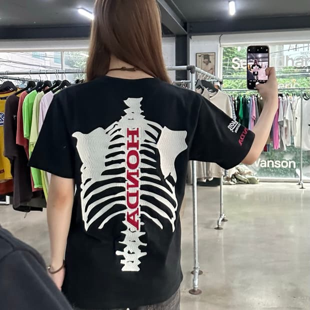 벤슨 x HONDA 본 스켈레톤 패치 반팔티