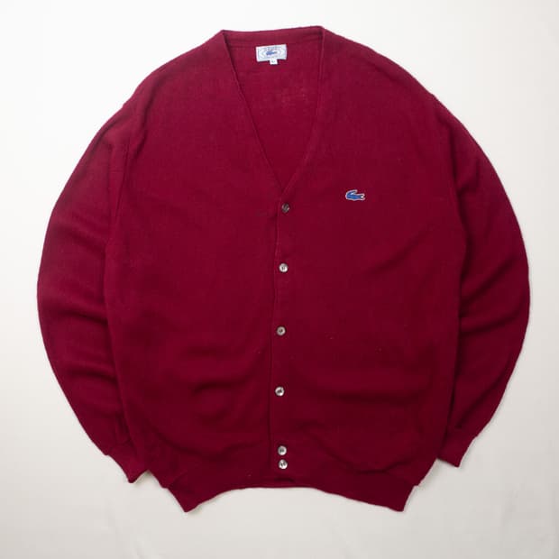 80s IZOD 라코스테 아크릴 가디건 버건디