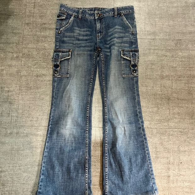 일본빈티지 Backand 핀터깔y2k 보헤미안펑크 카고부츠컷팬츠