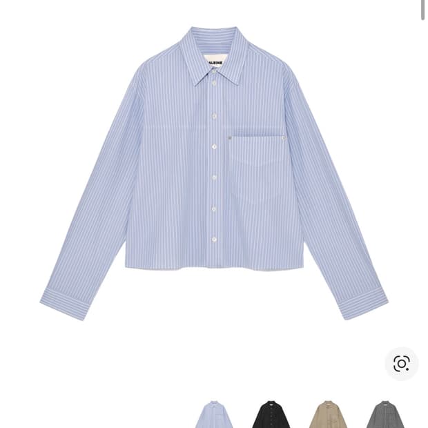 (2) 알렌느 컷오프 크롭 스트라이프 셔츠 블루