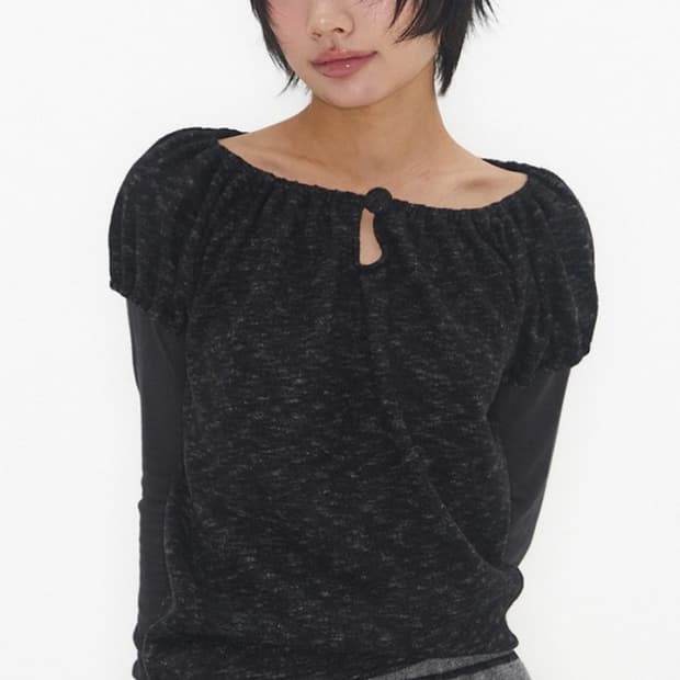 익스파이어드걸 mellow puff top (차콜)