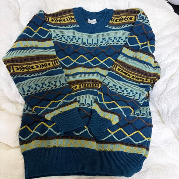 빈티지 케이블 쿠지 니트 블루 