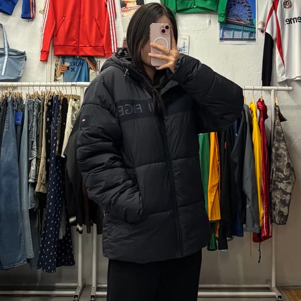 타미힐피거 레터링 하이넥 후드 패딩 M-L 추천