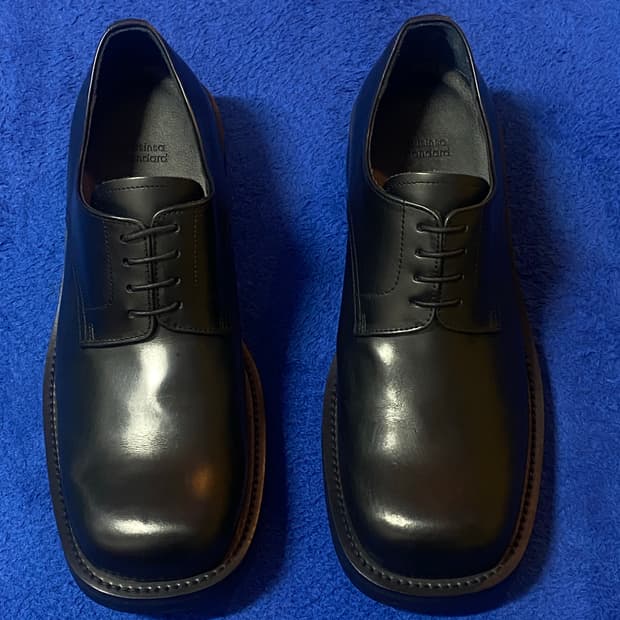 무신사 스탠다드 와이드 스퀘어 더비 슈즈 블랙 265