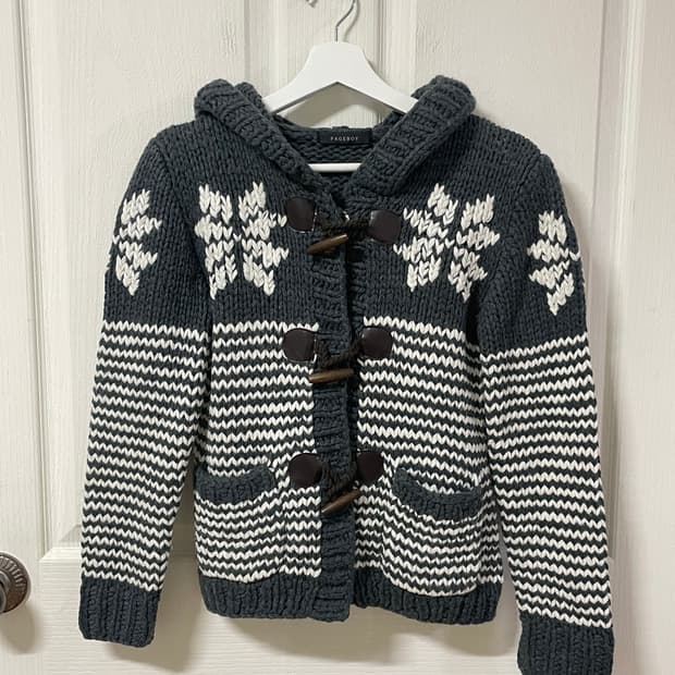 코위찬 네이비 후드 니트