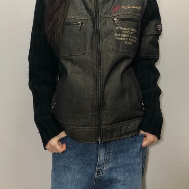 빈티지 푸부 블랙 니트 자켓