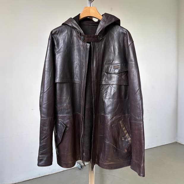 Reversible Hooded Leather Jacket