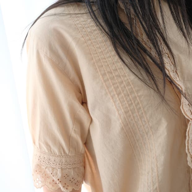 Lace band collar blouse