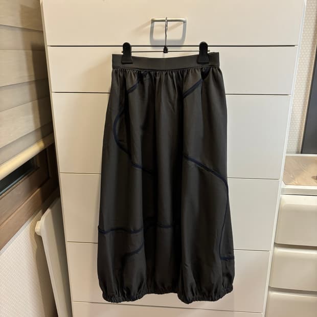 일본구매 그레이 유니크 벌룬 롱 스커트
