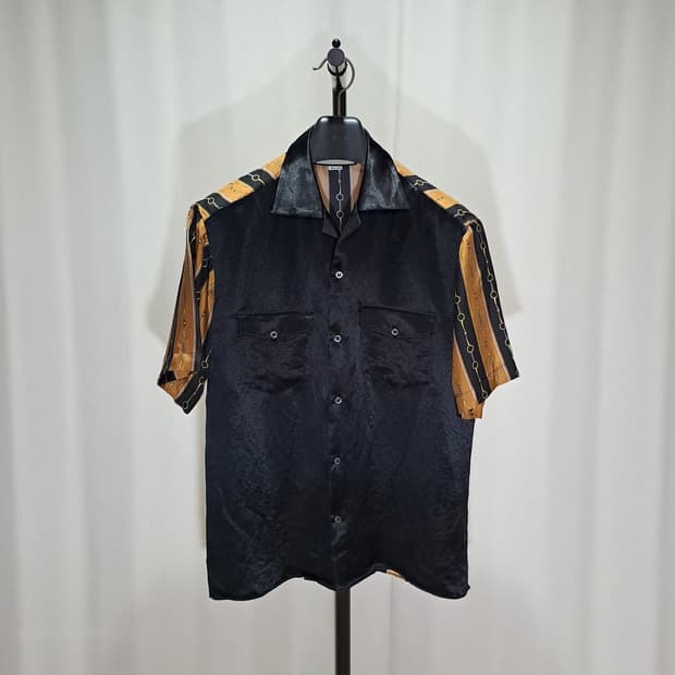 (택포) 구찌 실크 반팔셔츠 48 B485