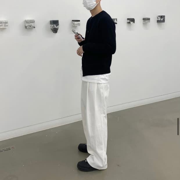 [M/L]블랙 라운드넥 골지 가디건