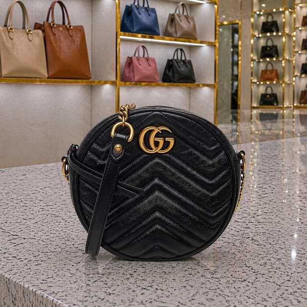 [A급] 구찌 GG 마몽 라운드 숄더백 미니 블랙 판매합니다!!!