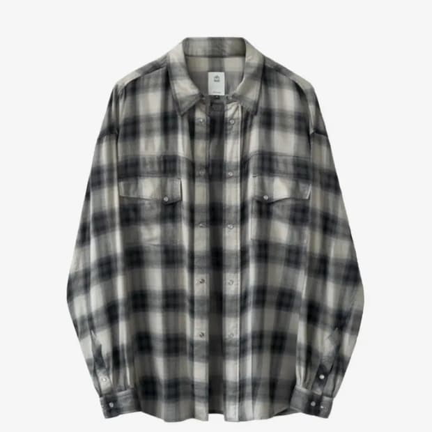 루즈드 체크 셔츠 웨스턴 에크루 옴브레 3사이즈