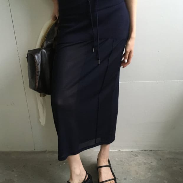 브리드 텐텐 스커트 - 네이비