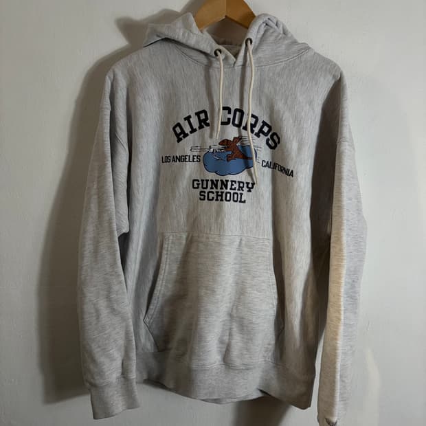 아웃스탠딩 AIR CORPS 기모 후드티 그레이(M)