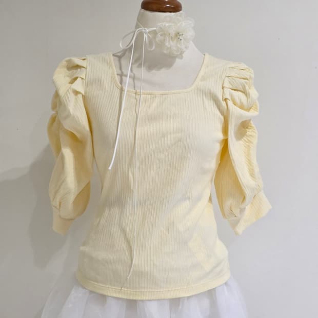 일본빈티지)퍼프 크림모리걸st 블라우스