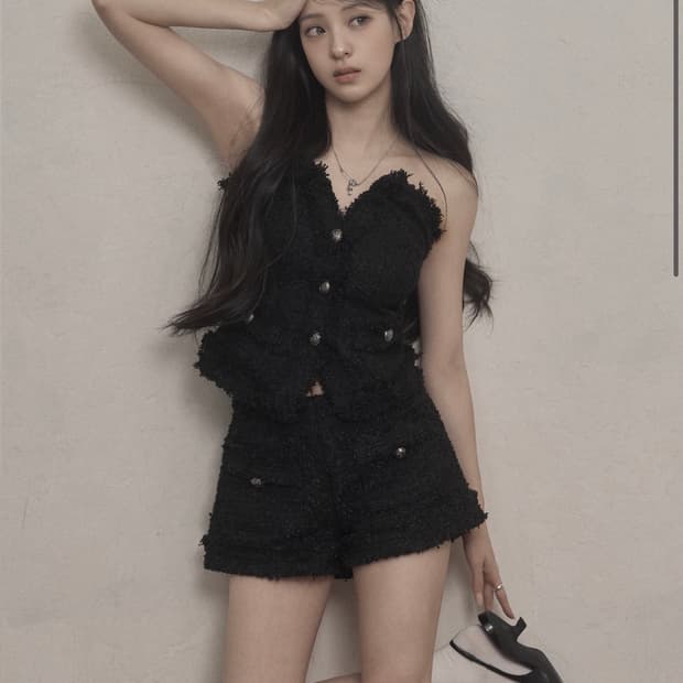 카키포인트 블랙 트위드 세트 투피스 셋업